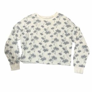 Women’s Long Sleeve Pullover Sweater Shirt Palm Tree Cropped Crop Shirt XL